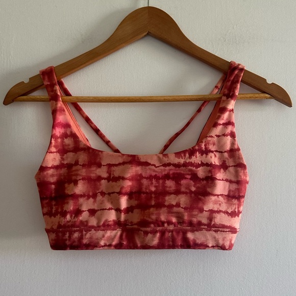 Athleta Exhale Printed Sports Bra A-C Cup Tahiti Island Coral Strappy size XS - Picture 5 of 8
